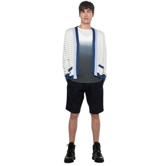 Wendi Reed Men's Cashmere Cotton Cardigan Sweater 1 S Stripe Button V-Neck - Picture 4 of 16